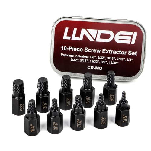 LLNDEI 10-Piece Screw Extractor Set for Stripped Bolts
