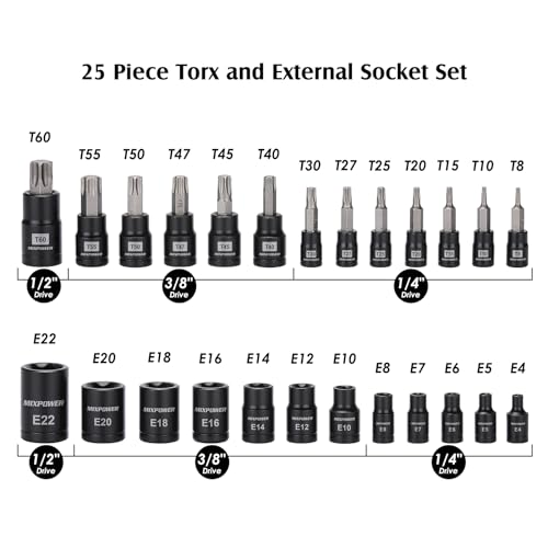 25-Piece Torx Bit & Socket Set for Auto and Motorcycle Mechanics
