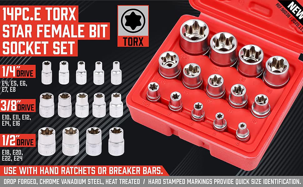 Professional 14-Piece E-TORX Socket Set - SEDY Premium